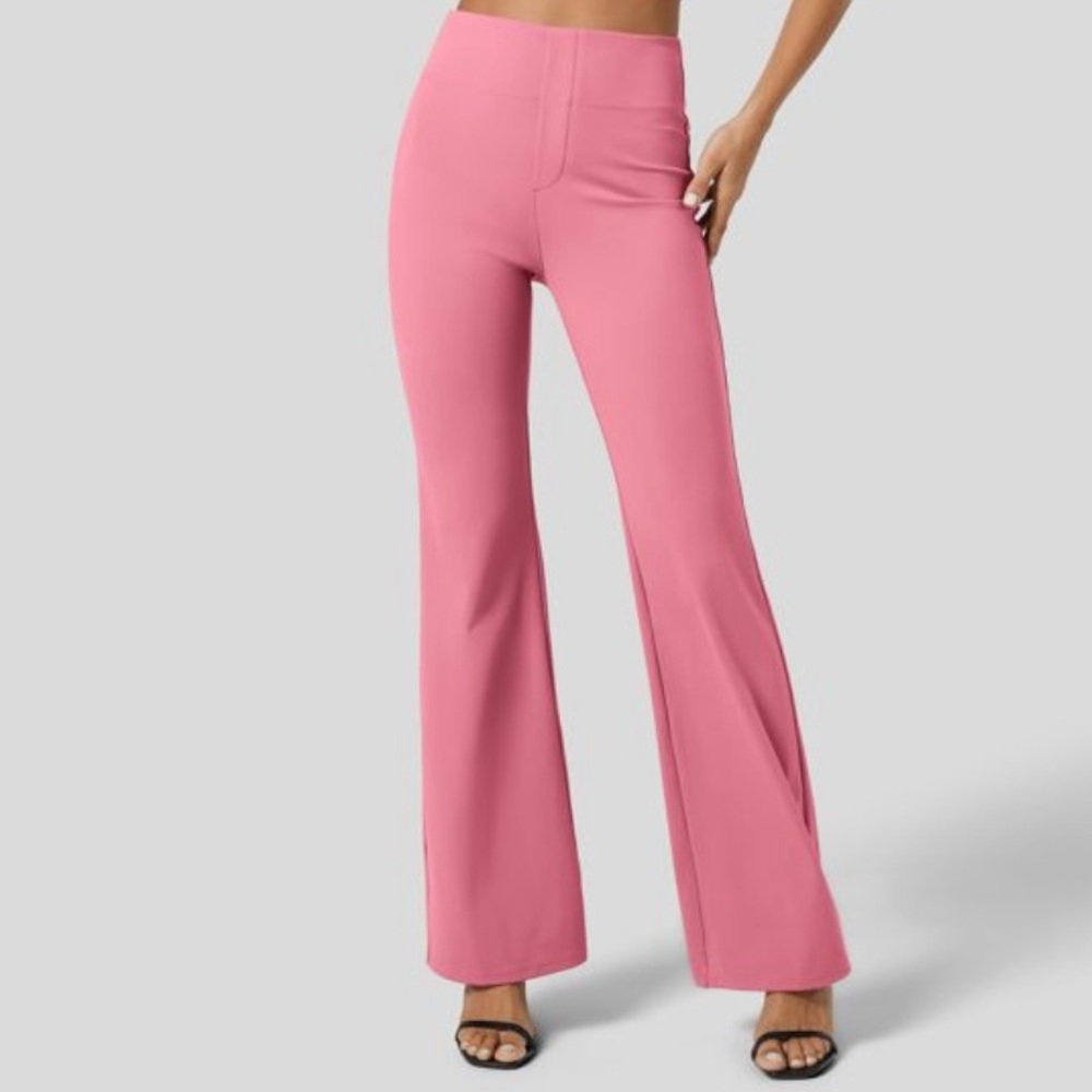 NWT Halara Flex High Waisted Pocket Flare Work Pants Size XS Flamingo Plume